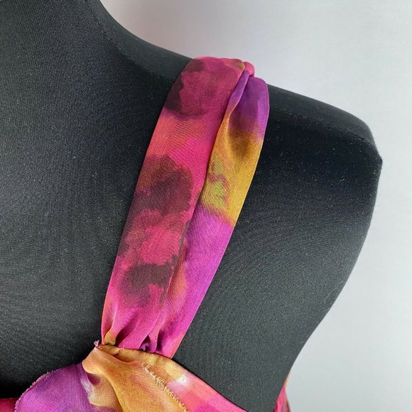 Ann Taylor LOFT M Abstract Patterned Accented Front Tank Tie Keyhole Back - Picture 3 of 11